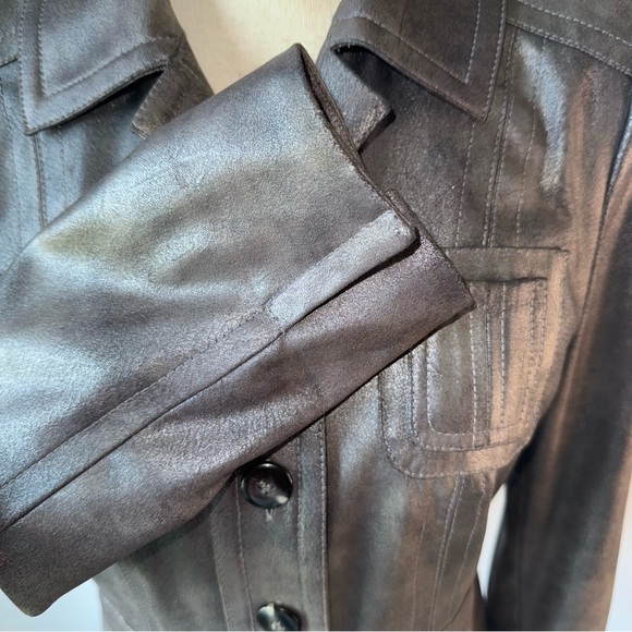 Chico's Women’s dark grey shimmery Button up Blazer Tailored Fit size 0 US small - Picture 4 of 7